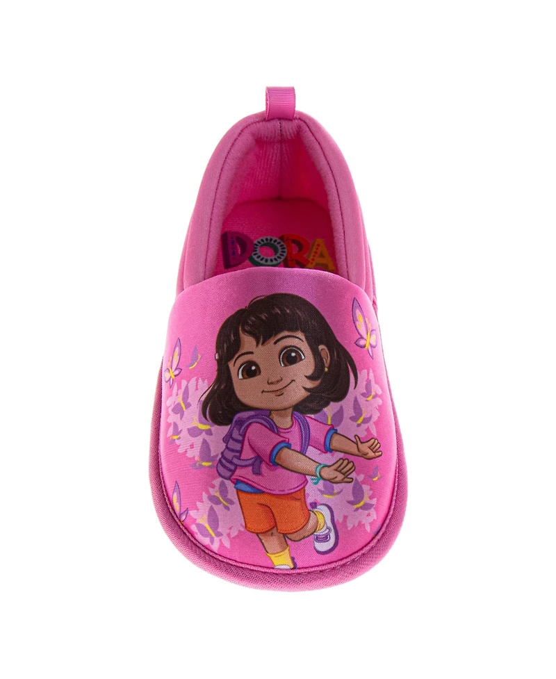 Nickelodeon Toddler Dora the Explorer Slippers Plush, Warm, and Soft House Shoes