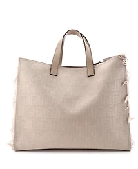 Pre-Owned Fendi Large Logo Shopper Tote Fringe Canvas