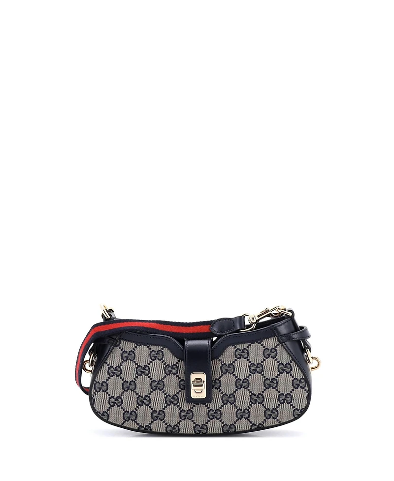 Pre-Owned Gucci Mini Moon Side Shoulder Bag Gg Canvas