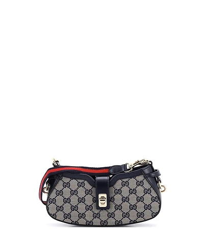 Pre-Owned Gucci Mini Moon Side Shoulder Bag Gg Canvas