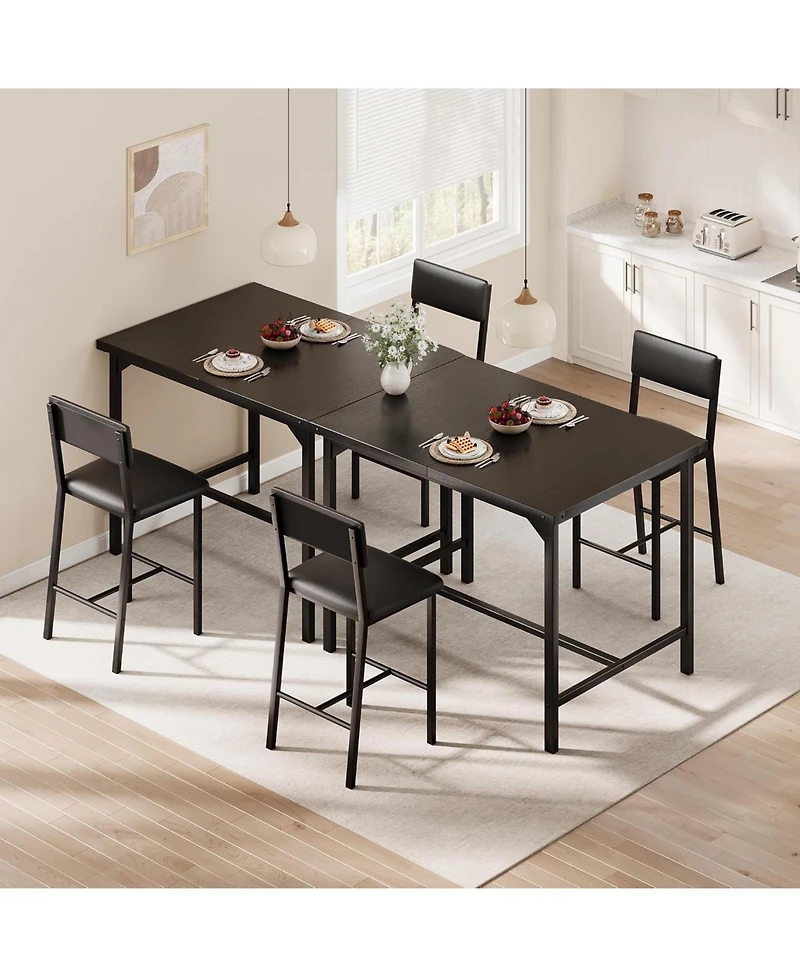 gaomon 3-Piece Counter Height Dining Table Set with 2 Upholstered Bar Stools