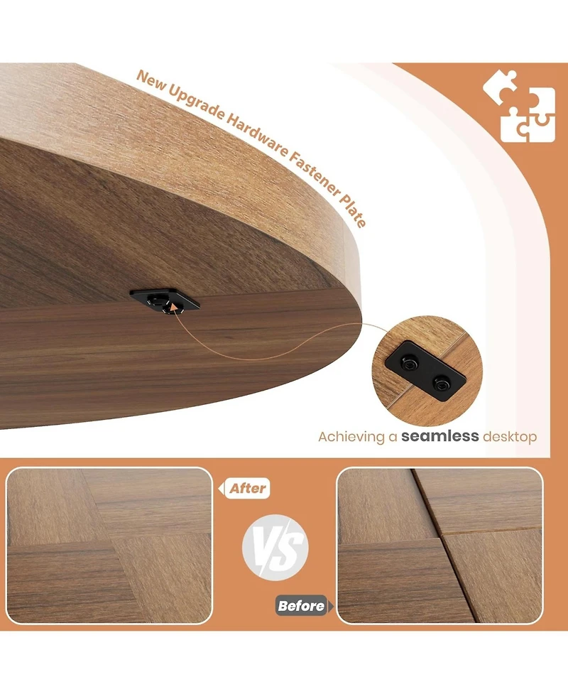 gaomon 47" Round Wooden Dining Table with Pedestal Base