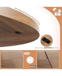 gaomon 47" Round Wooden Dining Table with Pedestal Base