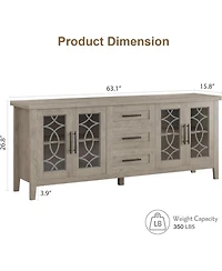 gaomon Farmhouse Tv Stand with Glass Door for 70" TVs, Mid Century Modern Entertainment Center Storage & Two Media Console