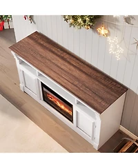 gaomon 68" Farmhouse Tv Stand for TVs up to 75",Entertainment Center with Open Storage Cabinets, Media Console Living