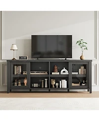 gaomon Tv Stand for 65 Inch with Entertainment Center Storage Cabinet,4 Sliding Glass Doors, Mid Century Modern Media Console, Living Room and Bedroom