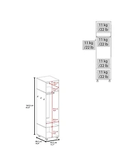 flynama 63inch Cluster Armoire with Mirror 3 Shelves Casters Hanging Rod