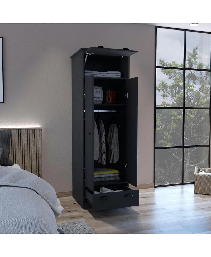 flynama Armoire with 1 Drawer 1 Hinged Drawer Handles Hanging Rod