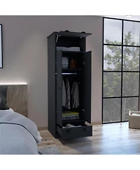 flynama Armoire with 1 Drawer 1 Hinged Drawer Handles Hanging Rod