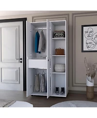 flynama Bethel Armoire Closet with 1 Drawer 2 Hanging Rods Storage Cabinets