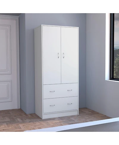 flynama Taly 2Doors 2Drawers Armoire 70.9inch High Laminated Particle Board Bedroom Storage Cabinet Organizer