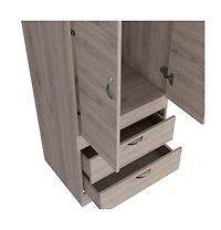 flynama Armoire One Large Cabinet Two Drawers Bedroom Storage Organizer with Hanging Rod