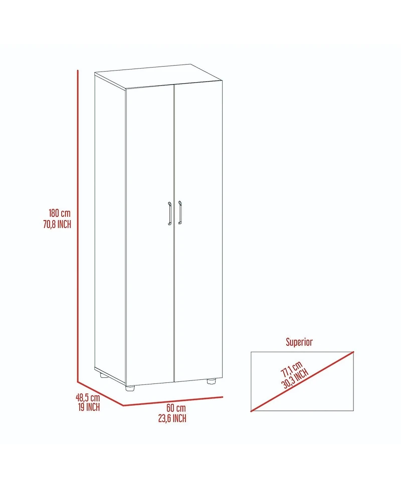 flynama Armoire Organizer 70.8 Inch High with Two Shelves Hanging Rod and Double Door Cabinet