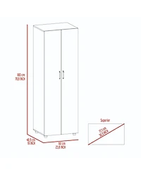 flynama Armoire Organizer 70.8 Inch High with Two Shelves Hanging Rod and Double Door Cabinet
