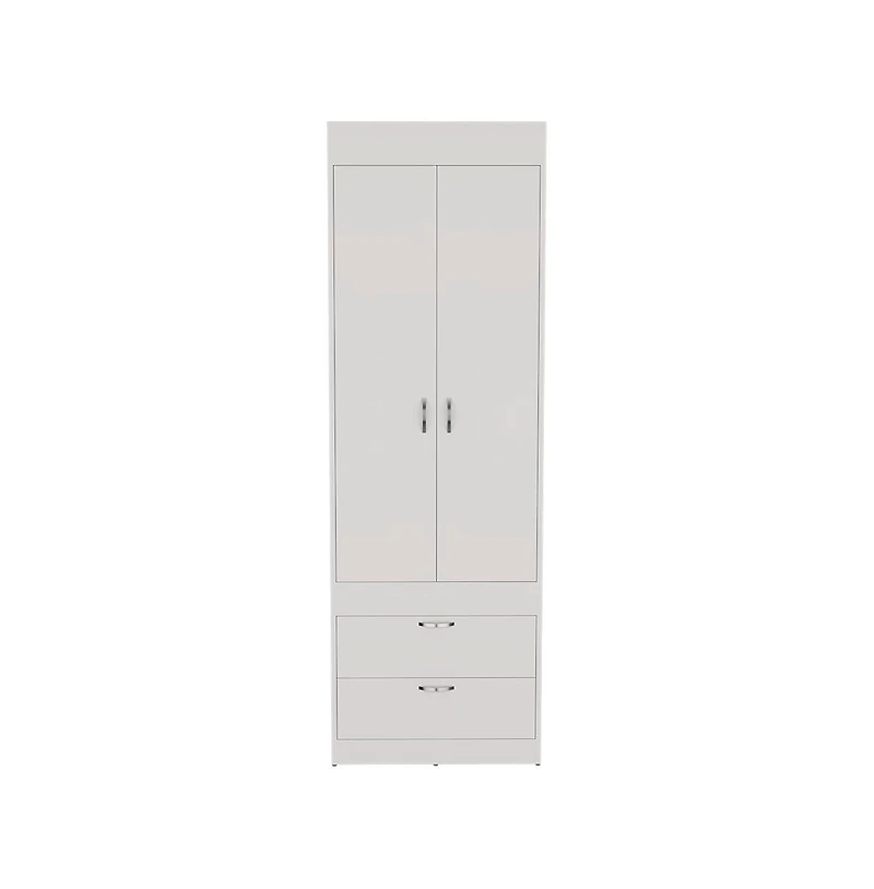 flynama Taranto Armoire Finish with Double Door Cabinet Two Drawers and Hanging Rod