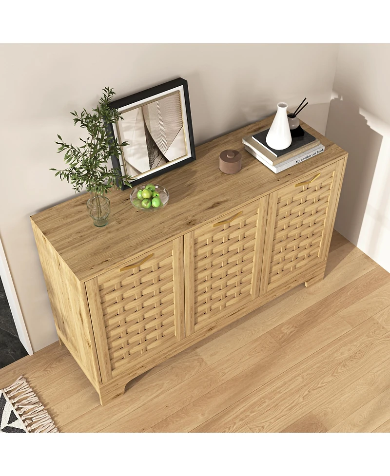 flynama Modern 5 Drawer Dresser Solid Wood Cabinet with Metal Handles for Bedroom Home Office Hallway