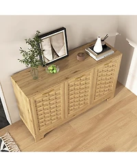flynama Modern 5 Drawer Dresser Solid Wood Cabinet with Metal Handles for Bedroom Home Office Hallway