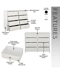flynama Modern 4 Drawer Dresser Mdf Cabinet with Wheels for Bedroom Living Room Entryway