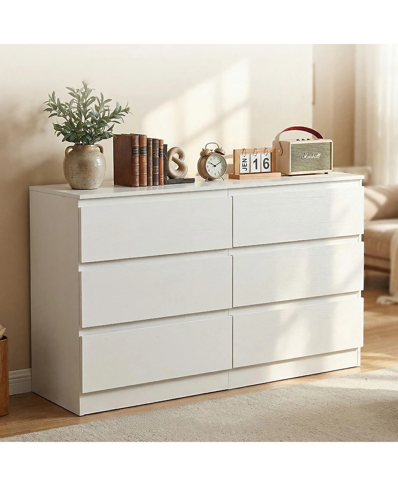 flynama 6 Drawer Transitional Dresser Rolling Cabinet for Bedroom Home Furniture With Spacious Drawers Easy Assembly.