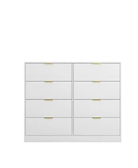 flynama 6 Drawer Dresser with Glass Front Drawers Wood for Bedroom Living Room