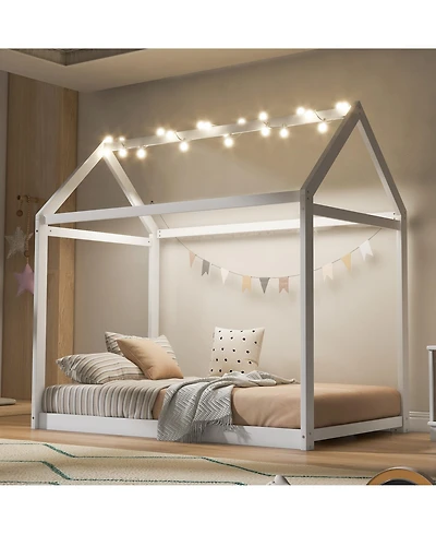 flynama Wooden House Bed Pine Wood Mdf Low Height Safe For Kids