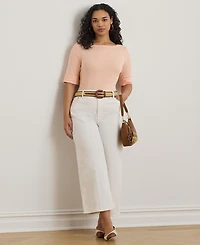 Lauren Ralph Plus Cotton Boatneck T-Shirt