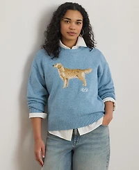 Lauren Ralph Plus Intarsia-Knit Golden Retriever Sweater