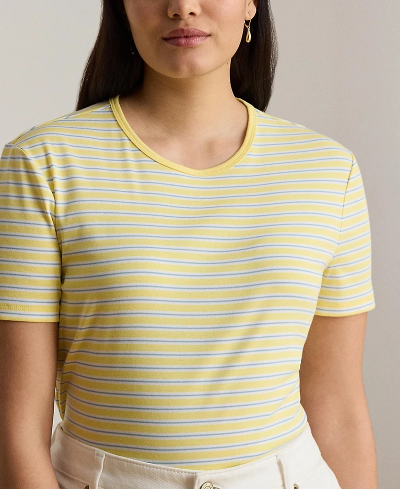 Lauren Ralph Lauren Plus Size Striped Rib-Knit Stretch Top