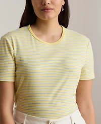 Lauren Ralph Lauren Plus Size Striped Rib-Knit Stretch Top