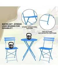 gaomon 3 Piece Foldable Bistro Table and Chairs Set – Indoor/Outdoor Premium Metal Frame Coffee for Garden/Yard