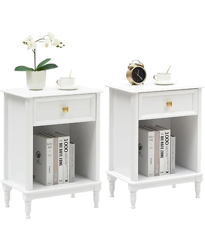 gaomon Wooden Nightstand Set of 2 End Table with Storage Drawer and Opening Shelf Sofa Side Table for Bedroom Living Room