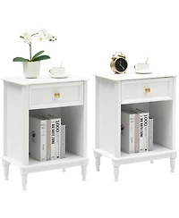 gaomon Wooden Nightstand Set of 2 End Table with Storage Drawer and Opening Shelf Sofa Side Table for Bedroom Living Room