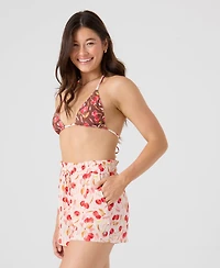 Roxy Women's Cherry Printed Reversible Mini Tiki Tri Halter Bikini Top