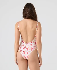 Roxy Women's Cherry Printed Scoop Neck One-Piece Swimsuit