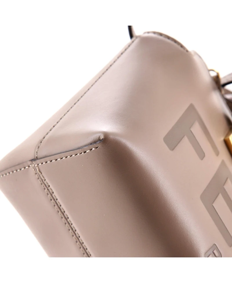 Pre-Owned Fendi Mini Logo By The Way Top Handle Bag Embossed Leather