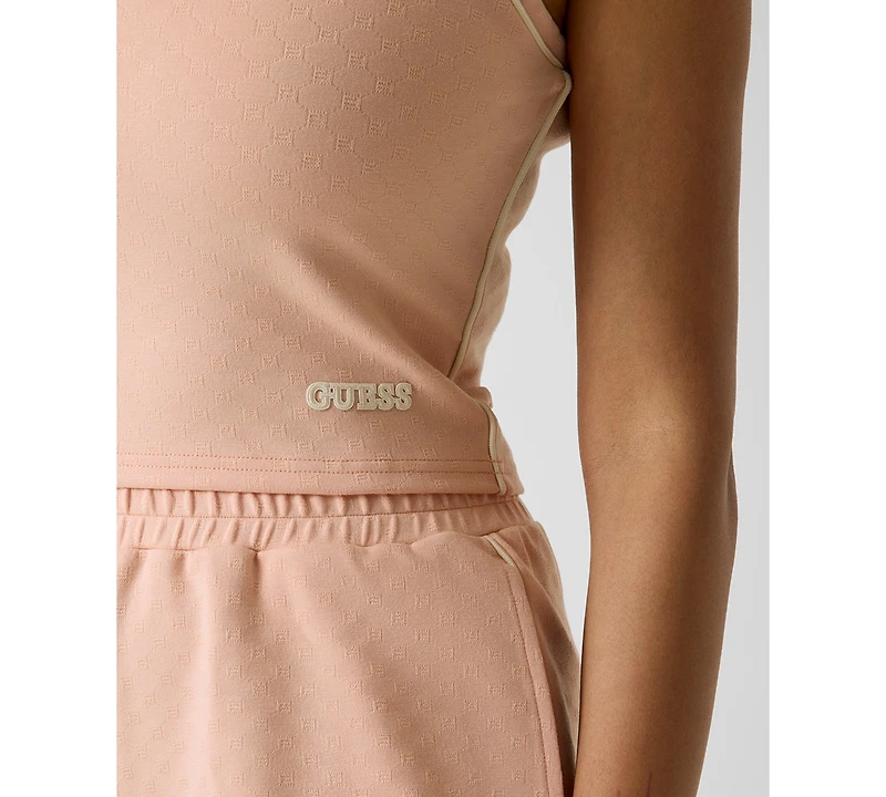 Guess Women's Round Neck Sleeveless Crop Top