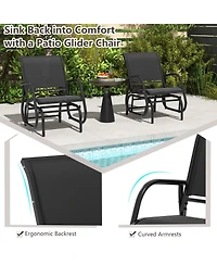 Gymax Rocking Chair w/ Study Metal Frame Comfortable Single Glider Patio Chair