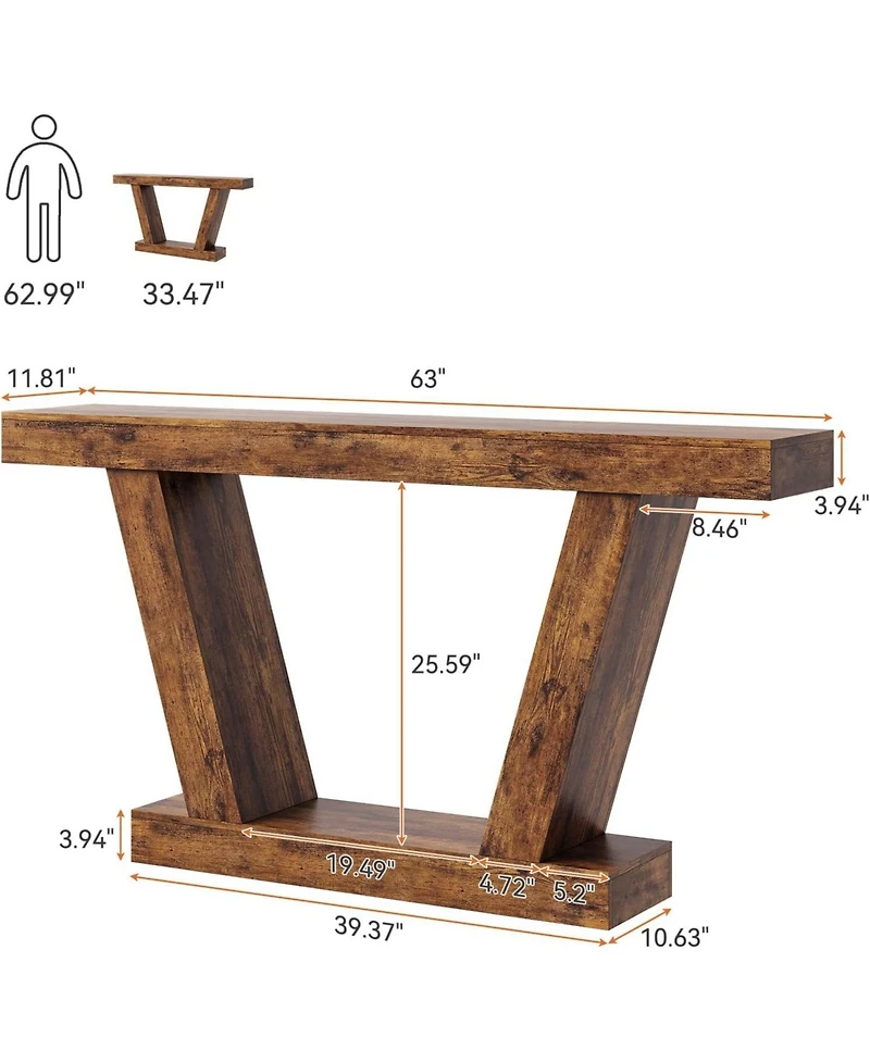 gaomon 63" Long Console Table, Wooden Sofa Narrow Entryway Table for Hallway, Behind The Couch, Accent Table for Living Room