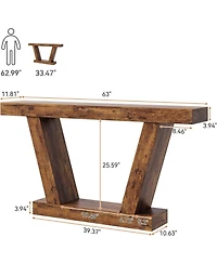 gaomon 63" Long Console Table, Wooden Sofa Narrow Entryway Table for Hallway, Behind The Couch, Accent Table for Living Room
