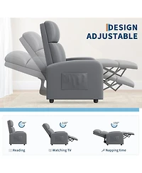 gaomon Recliner Chair Leather Adjustable Ergonomic Push Back Single Sofa with Side Pocket for Living Room