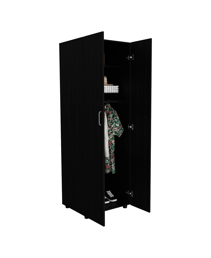 flynama Glasgow Armoire Wengue Wood with One Cabinet Two Storage Shelves