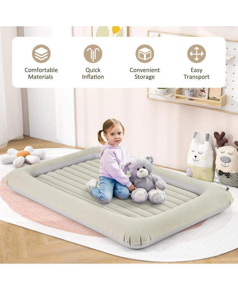 Sugift Inflatable Toddler Travel Bed with Built In Electric Pump
