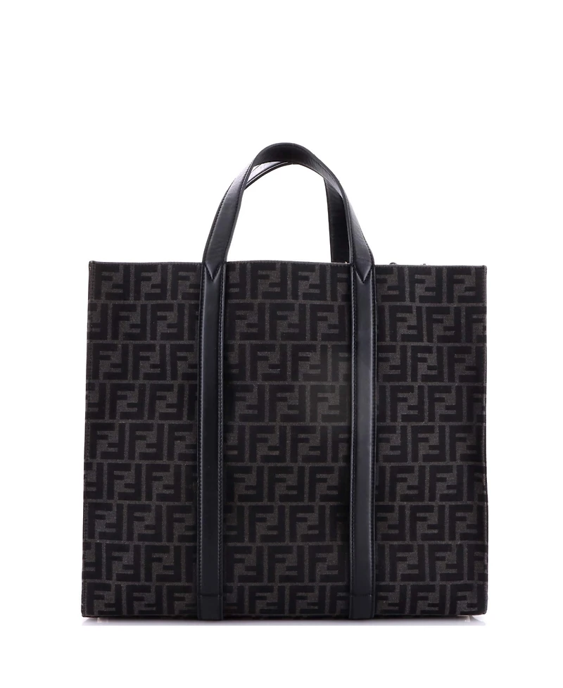 Pre-Owned Fendi Large Convertible Open Tote Zucca Jacquard Fabric and Leather