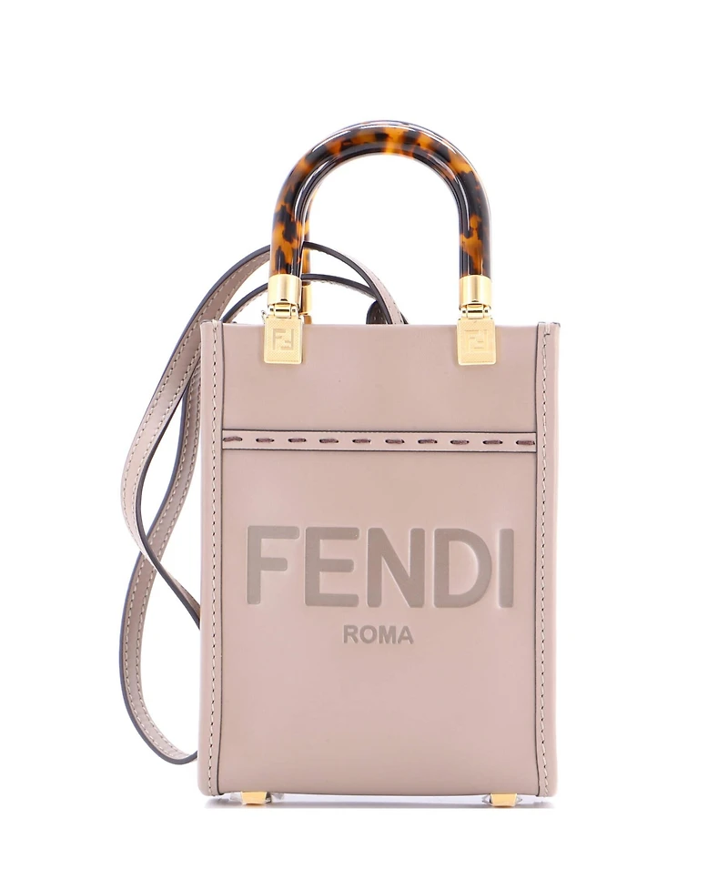 Pre-Owned Fendi Mini Sunshine Shopper Tote Leather