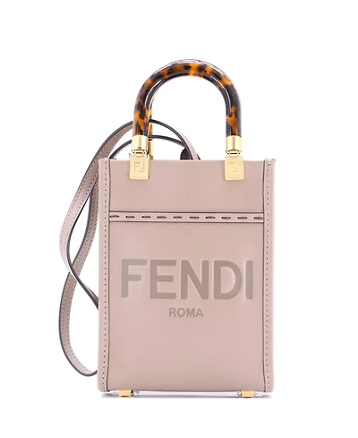 Pre-Owned Fendi Mini Sunshine Shopper Tote Leather