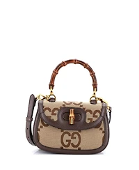 Pre-Owned Gucci Small Bamboo 1947 Top Handle Bag Jumbo Gg Canvas