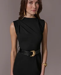 Donna Karan New York Women's Mock Neck Belted Sheath Dress