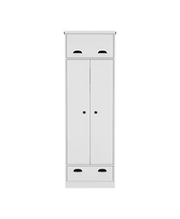 flynama Armoire with 1 Drawer 1 Hinged Drawer Handles Double Door Cabinet and Hanging Rod for Bedroom Storage