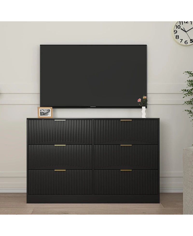 flynama 5 Drawer Elegant Dresser Organizer Cabinet for Nursery Home Furniture With Spacious Drawers Easy Assembly Durable