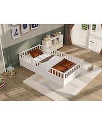 flynama Montessori Wood Floor Bed High Security Barrier Door